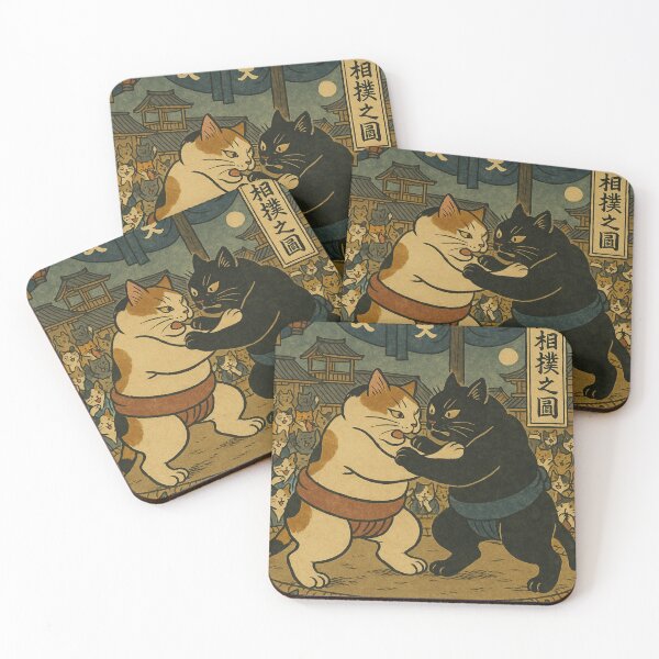 Item preview, The Great Cat Sumo Match – Neko no Ōzumō no Zu designed and sold by kawachiicute.
