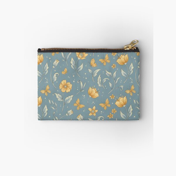 Item preview, Golden Blooms & Butterflies - Whimsical Blue Floral Seamless Pattern designed and sold by HolmeProud.