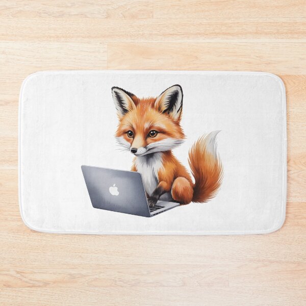 Item preview, Cute Fox with Laptop – Study & Coding Wall Art designed and sold by vk09.