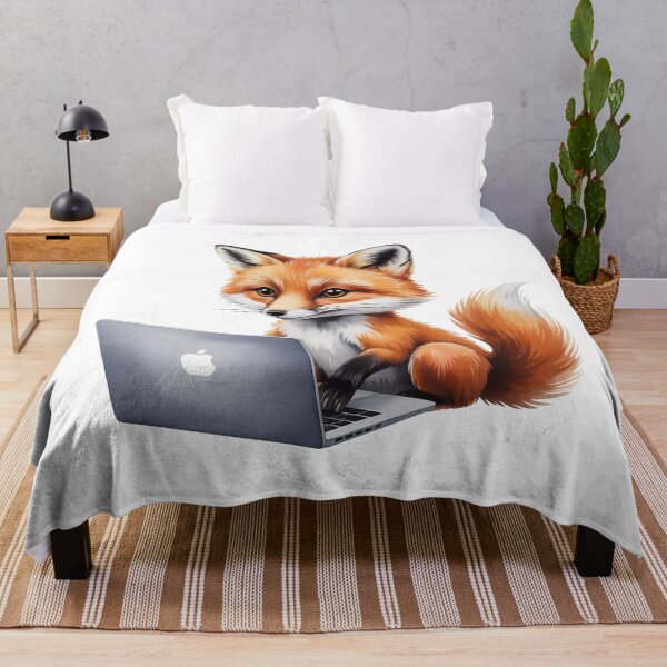 Item preview, Cute Fox with Laptop – Study & Coding Wall Art designed and sold by vk09.