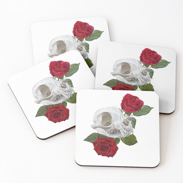 Item preview, Cat Skull with roses designed and sold by Thevetstudent.