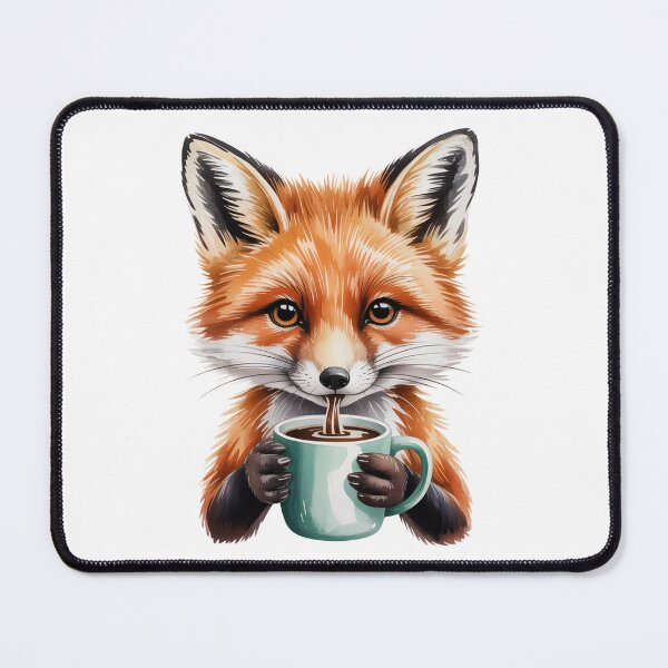 Item preview, Cute Fox with Coffee – Cozy Kitchen & Office Wall Art designed and sold by vk09.