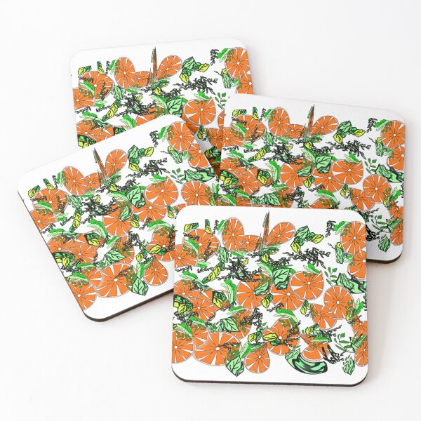 Item preview, Composición abstracta con rodajas de naranja rodeadas de hojas verdes. designed and sold by Nature  Nblossom.