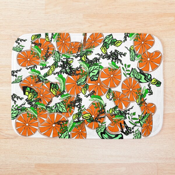 Item preview, abstract composition featuring orange slices surrounded by green leaves  designed and sold by Nature  Nblossom.