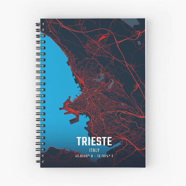 Item preview, Trieste Red & Blue Minimalist Map designed and sold by HomeLivingCo.
