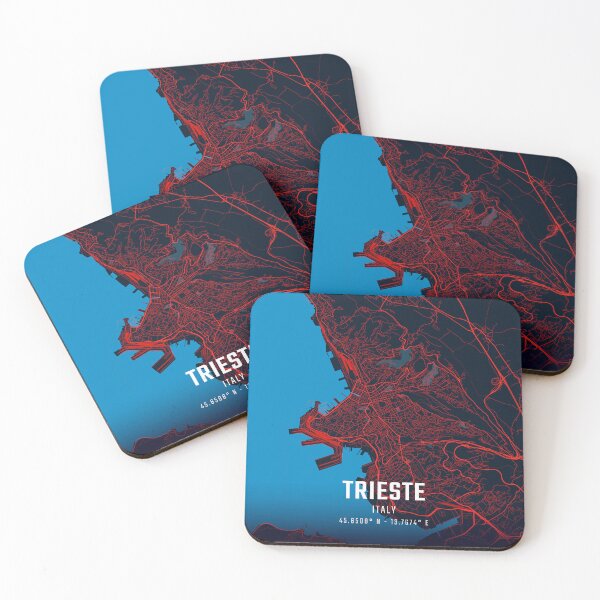 Item preview, Trieste Red & Blue Minimalist Map designed and sold by HomeLivingCo.