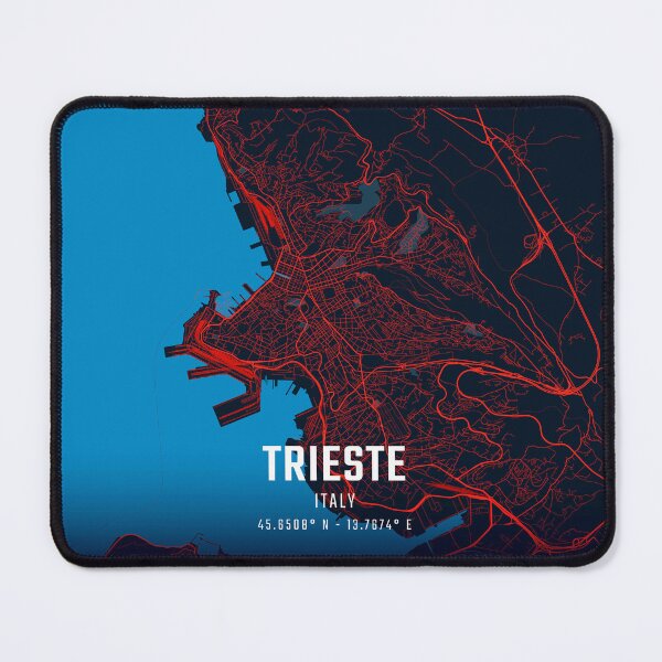 Item preview, Trieste Red & Blue Minimalist Map designed and sold by HomeLivingCo.