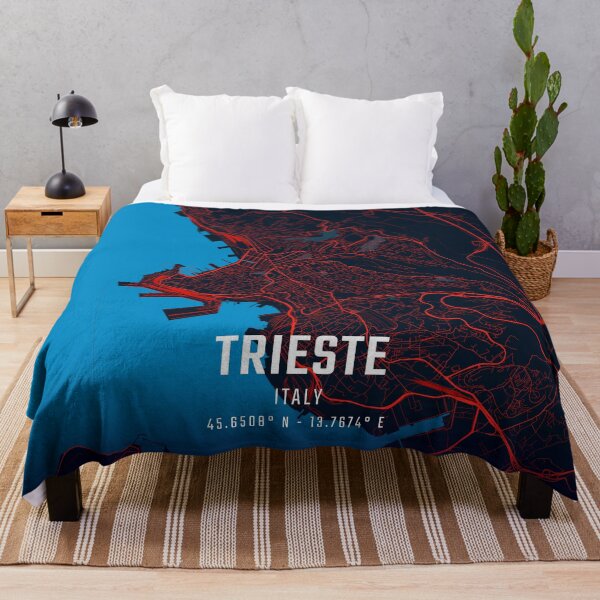 Item preview, Trieste Red & Blue Minimalist Map designed and sold by HomeLivingCo.