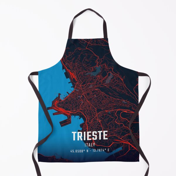 Item preview, Trieste Red & Blue Minimalist Map designed and sold by HomeLivingCo.