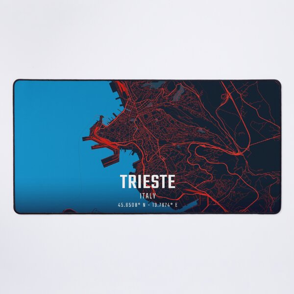 Item preview, Trieste Red & Blue Minimalist Map designed and sold by HomeLivingCo.