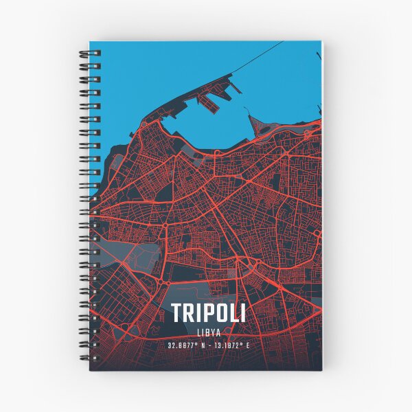 Item preview, Tripoli Red & Blue Minimalist Map designed and sold by HomeLivingCo.