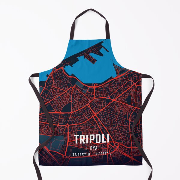 Item preview, Tripoli Red & Blue Minimalist Map designed and sold by HomeLivingCo.