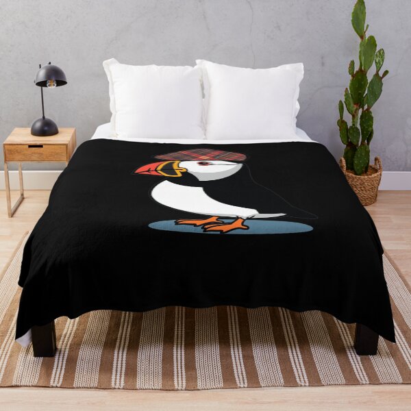 Item preview, Tartan Bunnet Puffin Scotland - Cute Scottish Seabird in Plaid Flat Cap - Quirky Highland Wildlife Heritage Art Gift designed and sold by Loom on the Loch.