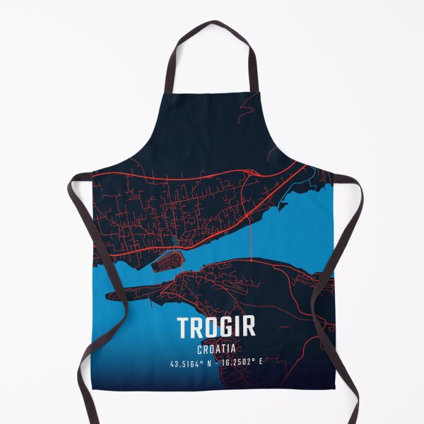 Item preview, Trogir Red & Blue Minimalist Map designed and sold by HomeLivingCo.