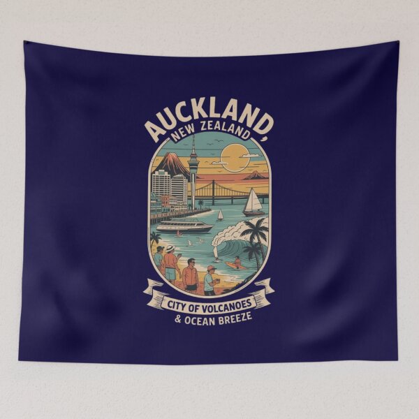 Item preview, Auckland, New Zaland, Vintage View, City of Volcanoes and Ocean Breeze designed and sold by UrbanGraphixs.