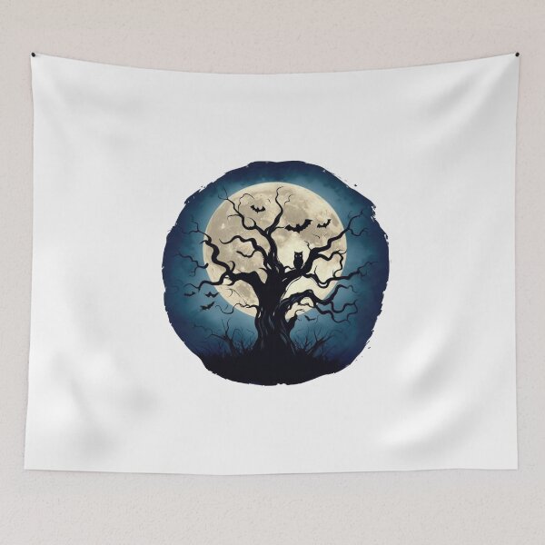 Item preview, Haunted Moon Night with Spooky Tree and Bats Halloween designed and sold by RuweisVibes.