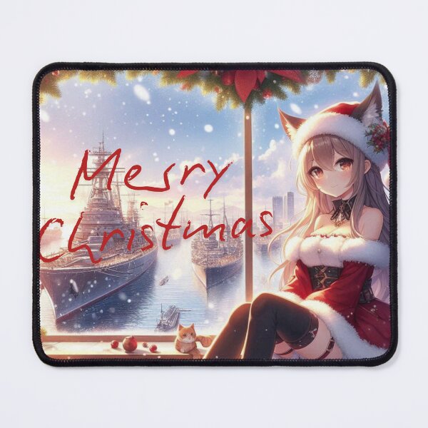 Item preview, Merry Christmas Anime Cute Girlfriend romantic getaway holiday with cat ears and tail Christmas Theme (silvergoldvisionary) designed and sold by SGVisionary.
