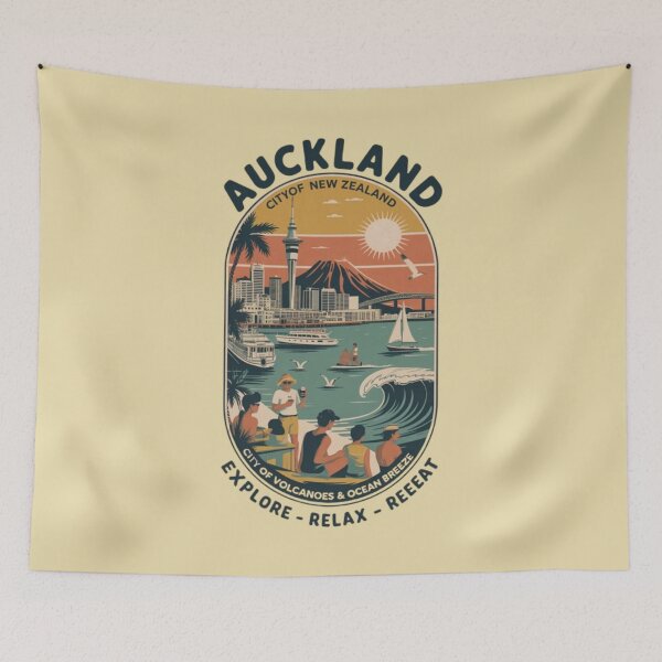 Item preview, Auckland, New Zaland, Vintage View, City of Volcanoes and Ocean Breeze designed and sold by UrbanGraphixs.