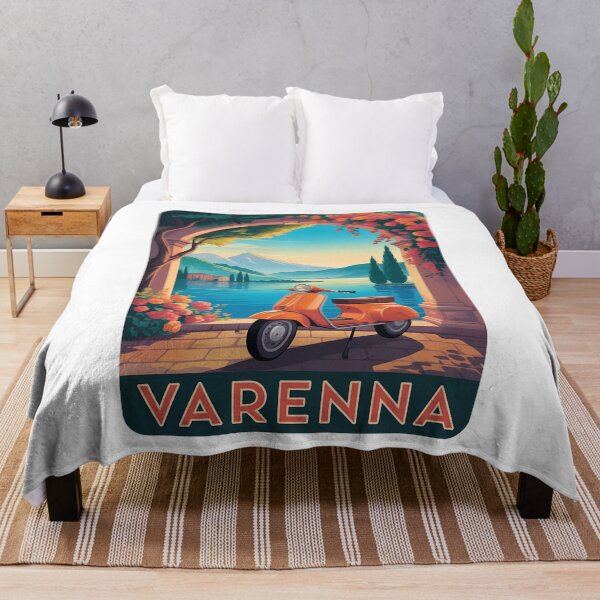Item preview, Varenna Italy Vespa Retro Travel Poster – Lake Como Vintage Illustration designed and sold by VividOrganica.
