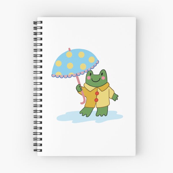 Item preview, Frog in the rain with umbrella and raincoat designed and sold by lisadoodlesart.