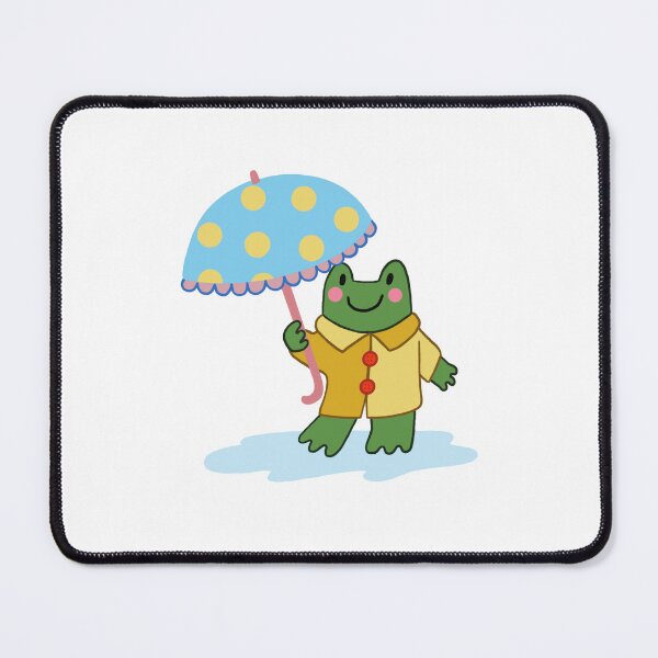 Item preview, Frog in the rain with umbrella and raincoat designed and sold by lisadoodlesart.