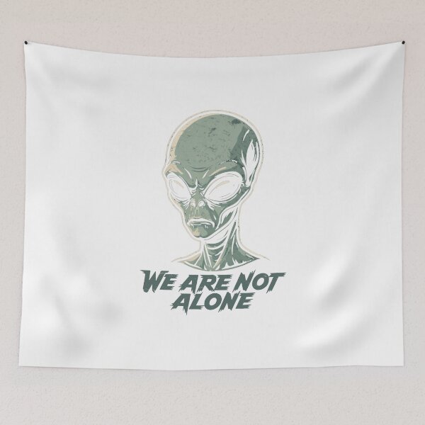 Item preview, Retro Grey Alien Head with We Are Not Alone Quote designed and sold by RuweisVibes.