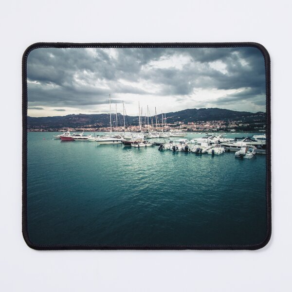 Item preview, Dramatic Marina Under Stormy Sky - Dark Nautical Landscape designed and sold by MDB_Shop.