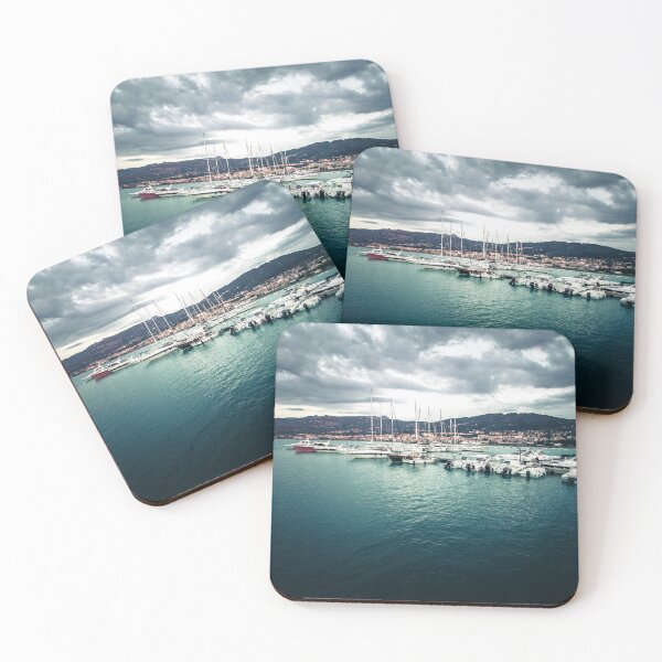 Item preview, Dramatic Marina Under Stormy Sky - Dark Nautical Landscape designed and sold by MDB_Shop.