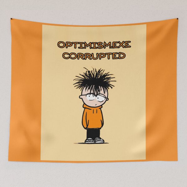 Item preview, Optimism.exe corrupted, simple cartoon artwork designed and sold by silent-violin.