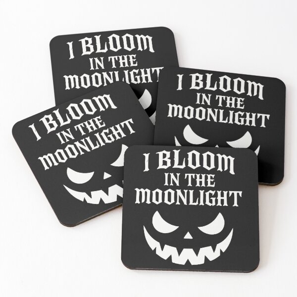 Item preview, I Bloom in the Moonlight” Gothic Halloween Quote | Evil Pumpkin Face Vector | Spooky Horror Typography designed and sold by graphicnew.