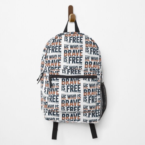 Item preview, Short Inspirational Quote, He Who is Brave is Free Quote, Vintage Retro Style designed and sold by graphic-genie.