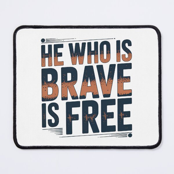 Item preview, Short Inspirational Quote, He Who is Brave is Free Quote, Vintage Retro Style designed and sold by graphic-genie.