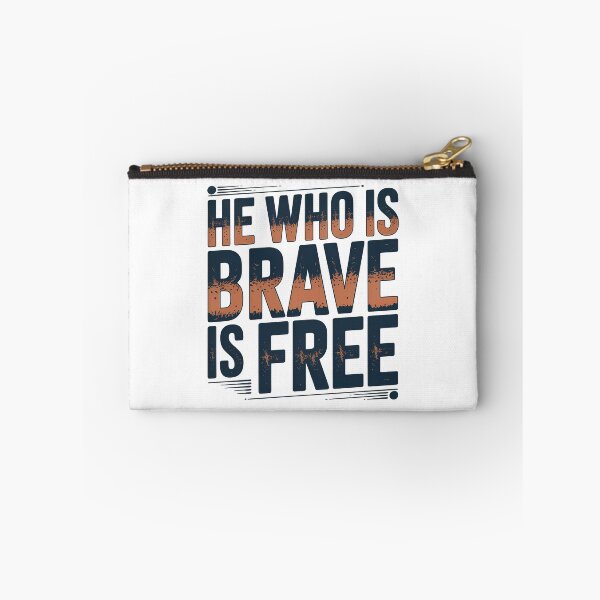 Item preview, Short Inspirational Quote, He Who is Brave is Free Quote, Vintage Retro Style designed and sold by graphic-genie.