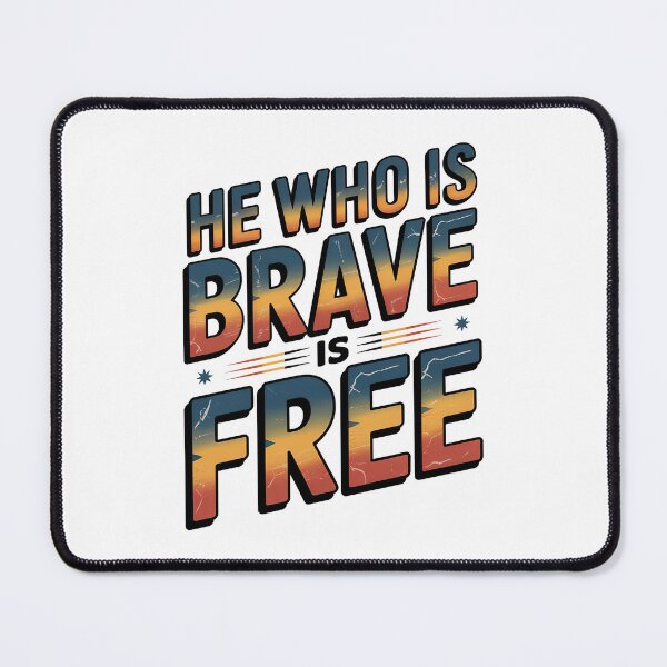 Item preview, Short Inspirational Quote, He Who is Brave is Free Quote, Vintage Retro Style designed and sold by graphic-genie.