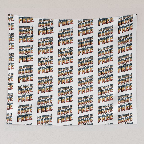 Item preview, Short Inspirational Quote, He Who is Brave is Free Quote, Vintage Retro Style designed and sold by graphic-genie.