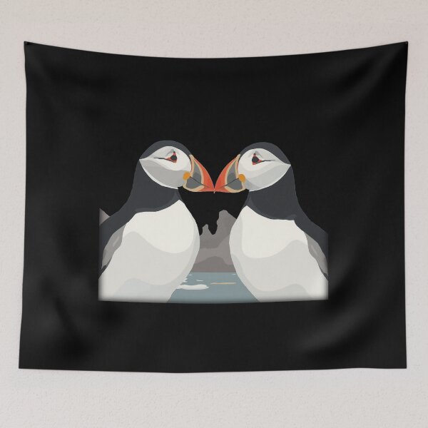 Item preview, Love Birds Scottish Puffins Billing - Cute Puffin Pair Romance Scotland Art designed and sold by Loom on the Loch.