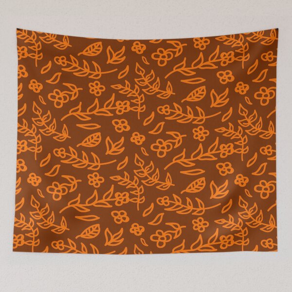 Item preview, Orange and Brown Fall Inspired Floral Pattern Colorful Autumn Gold Botanical Design designed and sold by SpinklyCreations.
