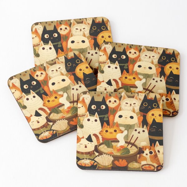 Item preview, Cute Cats Hot Pot Party, Adorable Cat Gathering, Cat Soup Feast Illustration, Cozy Cat Dinner designed and sold by hoyala.