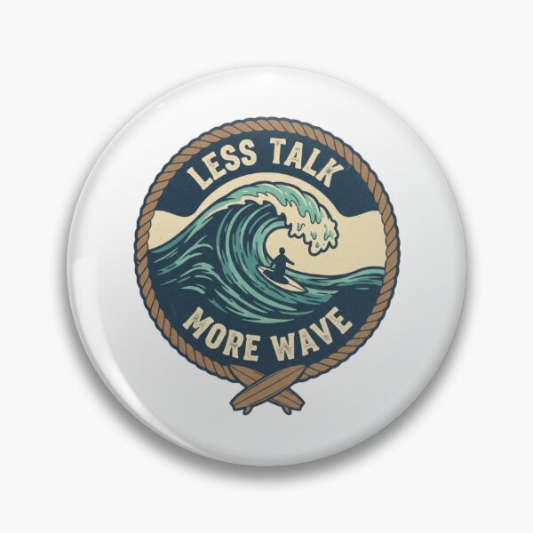 Item preview, Less Talk More Wave Patch Vintage Surfer Ocean Humor designed and sold by DibuHumor.