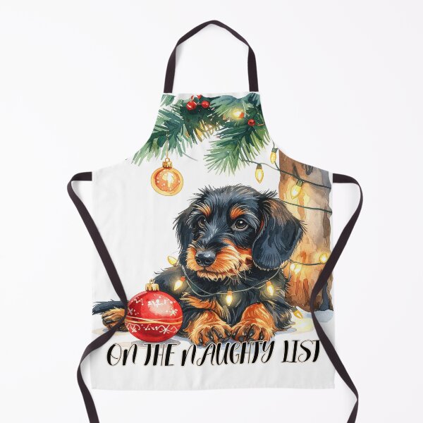 Item preview, Wire-haired dachshund under the Christmas tree on the naughty list Text designed and sold by LiskoDesign.