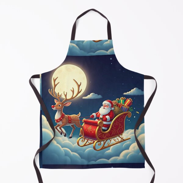 Item preview, Santa Claus Flying Over the Moonlit Sky | Magical Christmas Sleigh Illustration designed and sold by PixelVibe782.