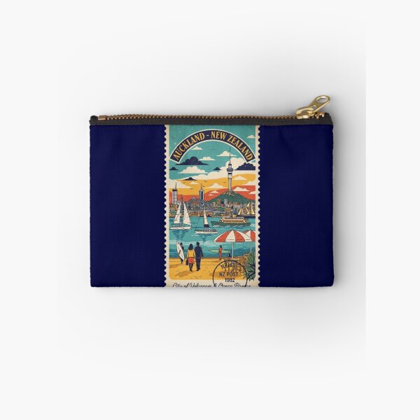 Item preview, Auckland, New Zaland, Vintage View, City of Volcanoes and Ocean Breeze, Postal stamp designed and sold by UrbanGraphixs.