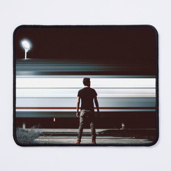 Item preview, Man Silhouette Facing Speeding Train - Long Exposure Motion Blur designed and sold by MDB_Shop.