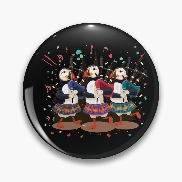 Item preview, Traditional Scottish Puffin Band - Highland Bagpipe Tartan Music Art - Scotland Celtic Kilt Heritage Design Gift designed and sold by Loom on the Loch.