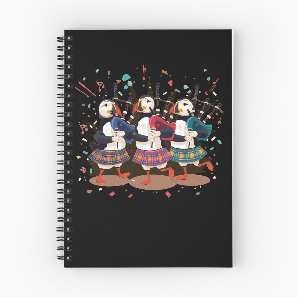 Item preview, Traditional Scottish Puffin Band - Highland Bagpipe Tartan Music Art - Scotland Celtic Kilt Heritage Design Gift designed and sold by Loom on the Loch.