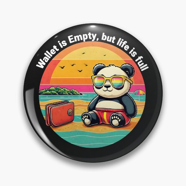Item preview, Funny Panda T-Shirt – Wallet Is Empty But Life Is Full Retro  Positive Vibes Tee designed and sold by GiftLore Studio.