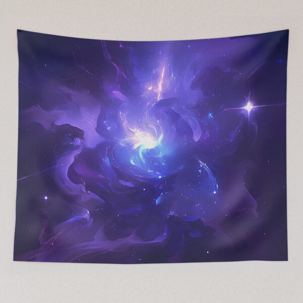 Item preview, Cosmic Swirl of Shooting Stars – Abstract Galaxy Art in Deep Purple and Blue Nebula Glow designed and sold by Windy-market.