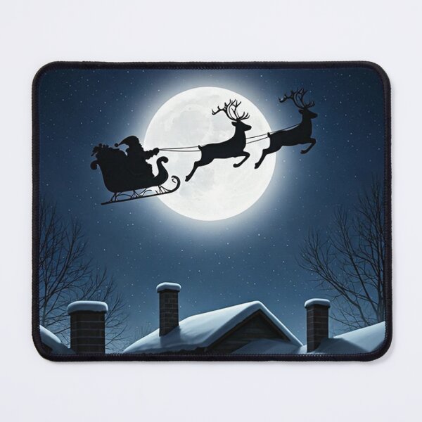 Item preview, Santa Claus Silhouette Flying Across the Full Moon | Magical Christmas Night Scene Illustration designed and sold by PixelVibe782.