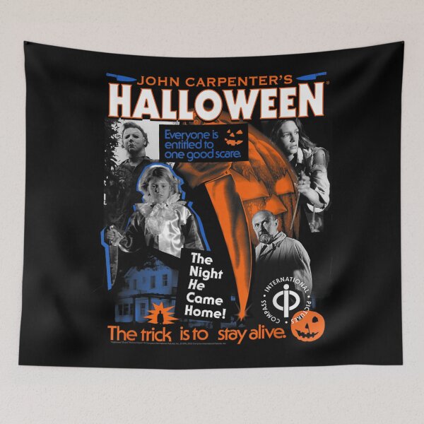 Item preview, Halloween Trick is to Stay Alive Collage Retro Horror Movie designed and sold by Serene woods.