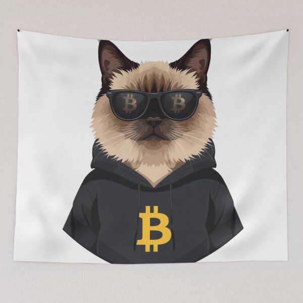 Item preview, Bitcoiner Cat with Sunglasses – Minimalist Crypto HODL Design designed and sold by Siamcatshop.